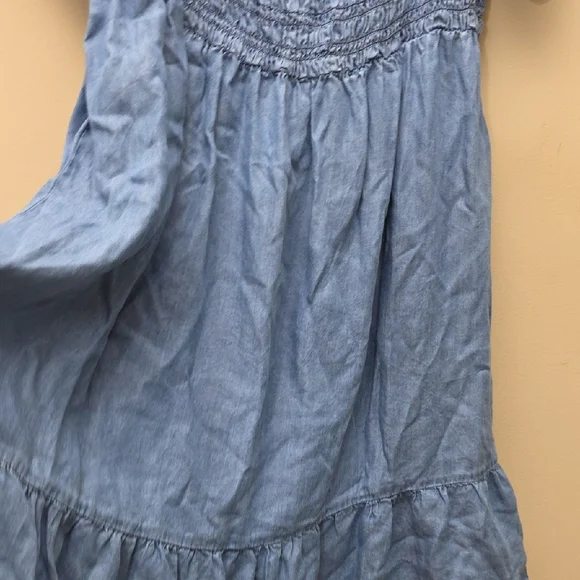 Sweet Wanderer Blue Smocked Tie Back Midi Dress - Picture 5 of 7